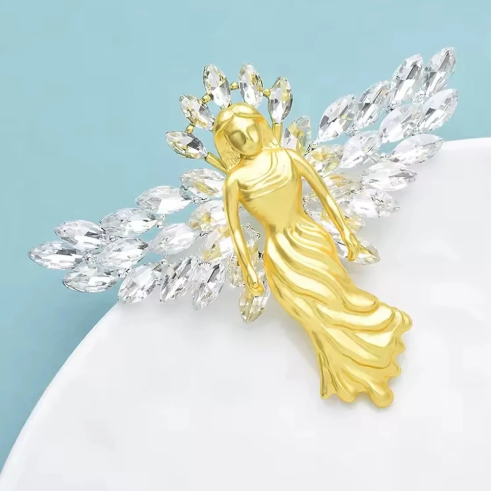 Angel Gold Crystal Brooch
